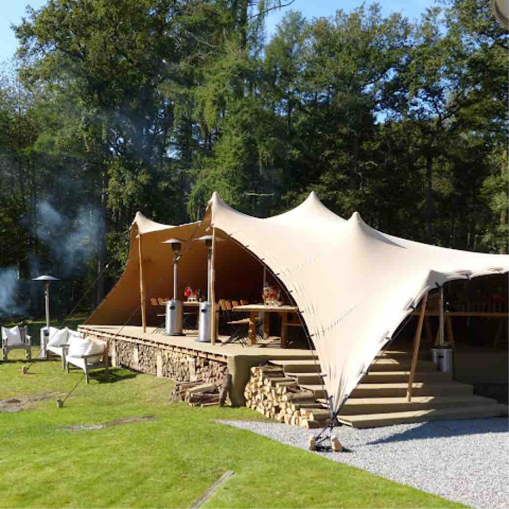 Architectural detail of stretch tent canopy