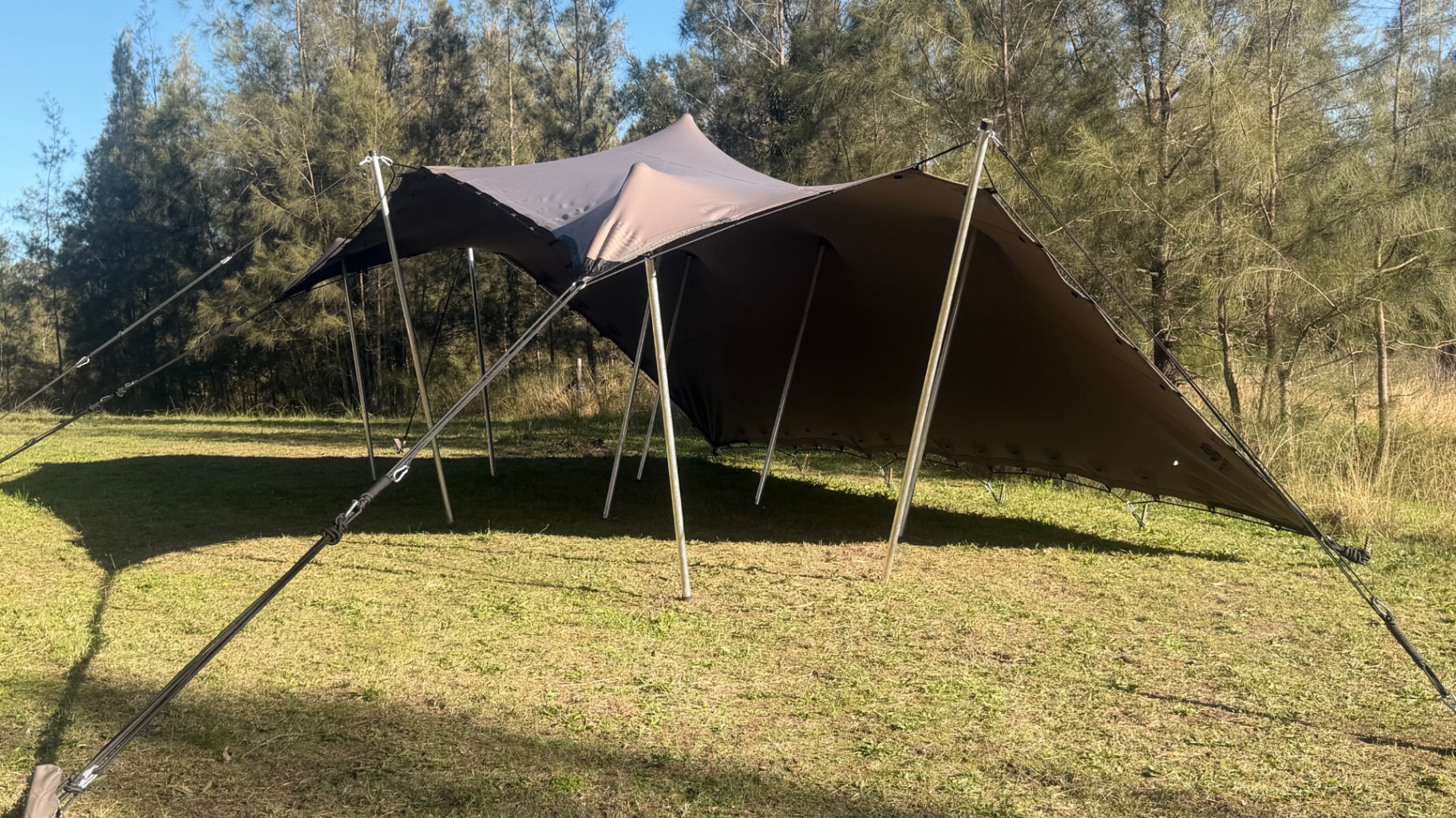 Stretch tent marquee set up for a vineyard wedding in the Hunter Valley